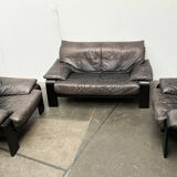 Brutalist German postmodern lounge chairs and sofa by Rolf Benz for Musterring, 1990s, set of 3.
