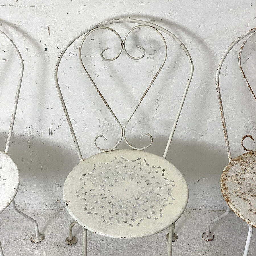 Set of 4 vintage wrought iron garden chairs 60's