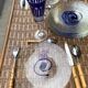 8 vintage blown glass plates with swirl decoration