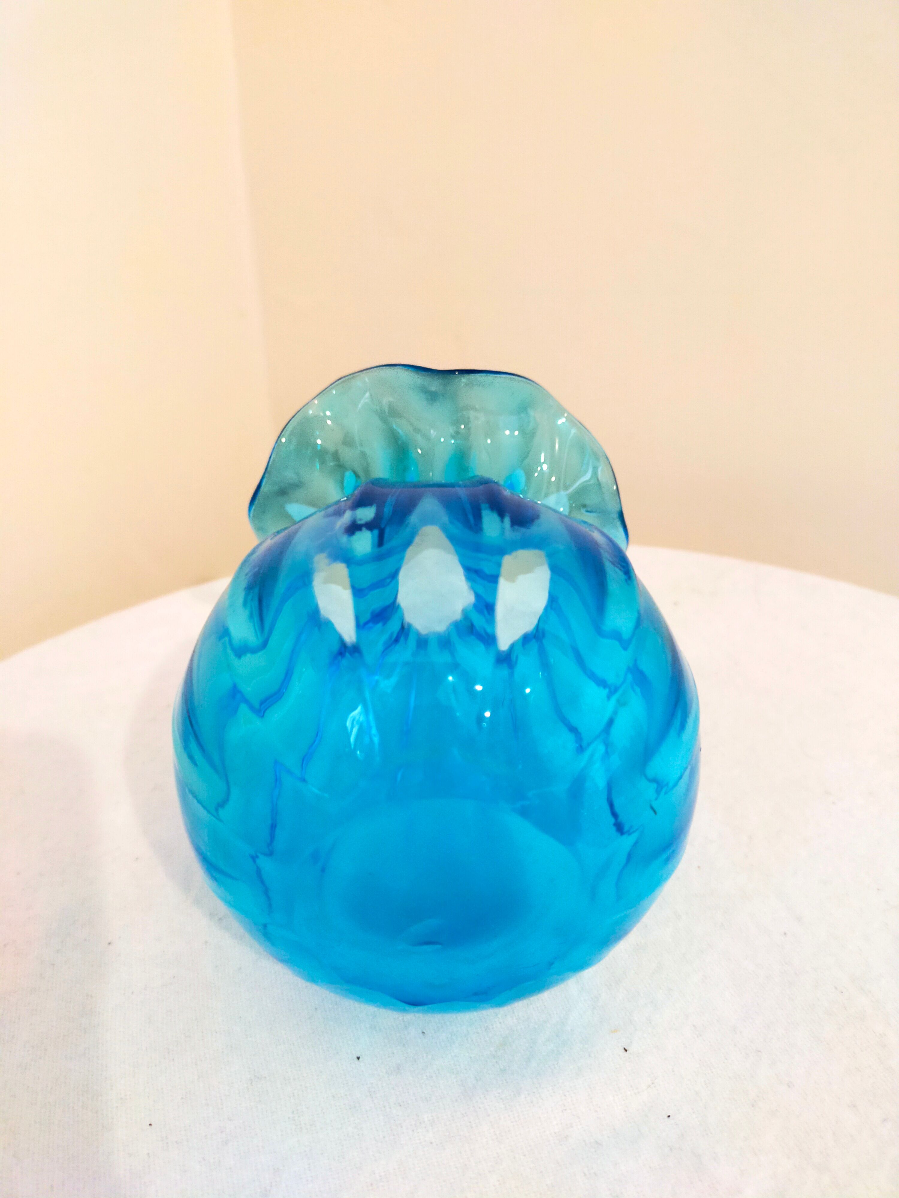Blue blown glass vase