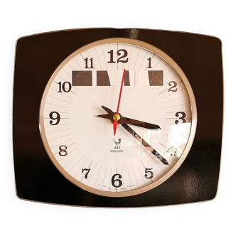 Horloge formica vintage pendule murale silencieuse rectangulaire "Jaz noir"