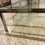 Table basse en laiton doré et chromé