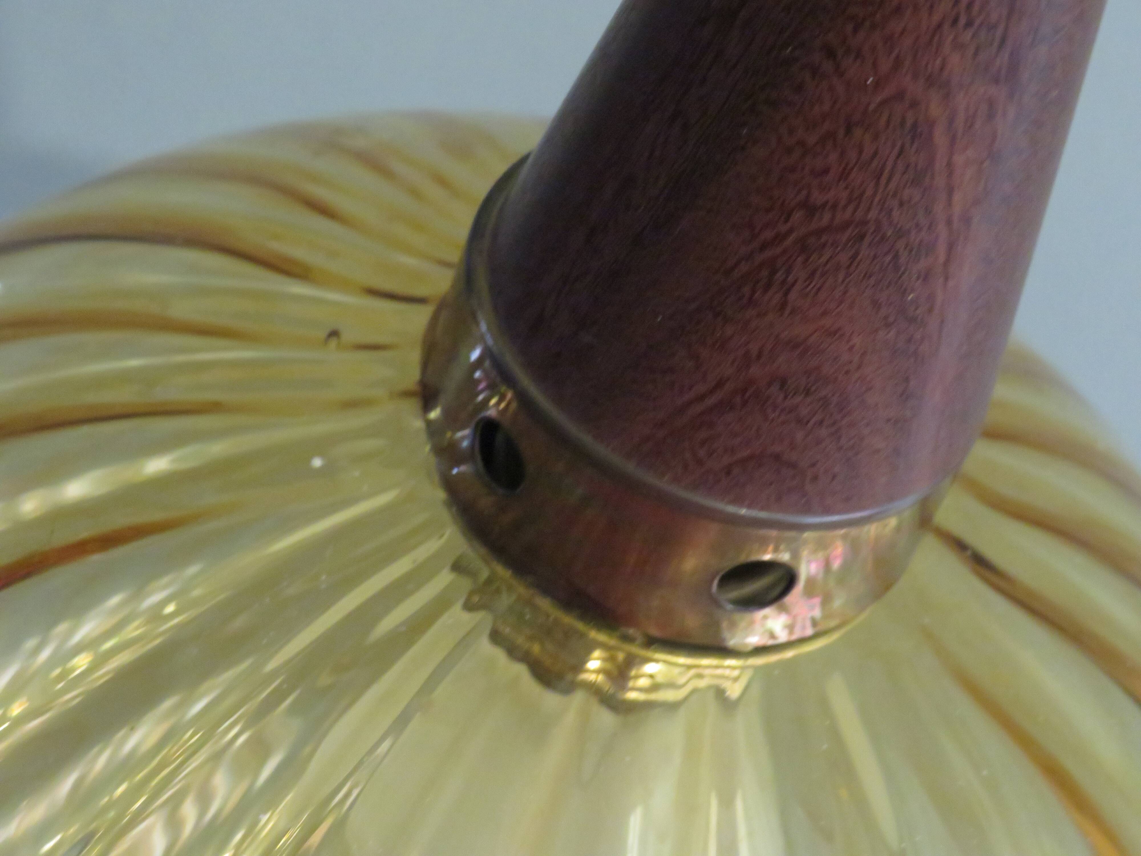 Hanging lamp, Scandinavian of the 1970s, teak and glass