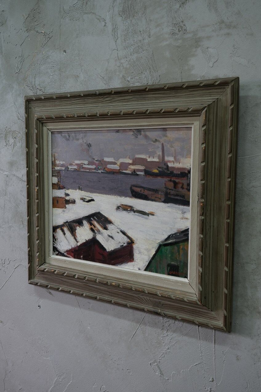 Peinture suédoise, années 1940, huile sur panneau, Lars erik larsson (1912-1971)
