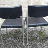 Paire de chaises OEM Strafor 1960 skaï métal chromé