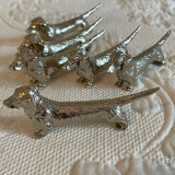 6 silver metal knife holders dachshund vintage 70