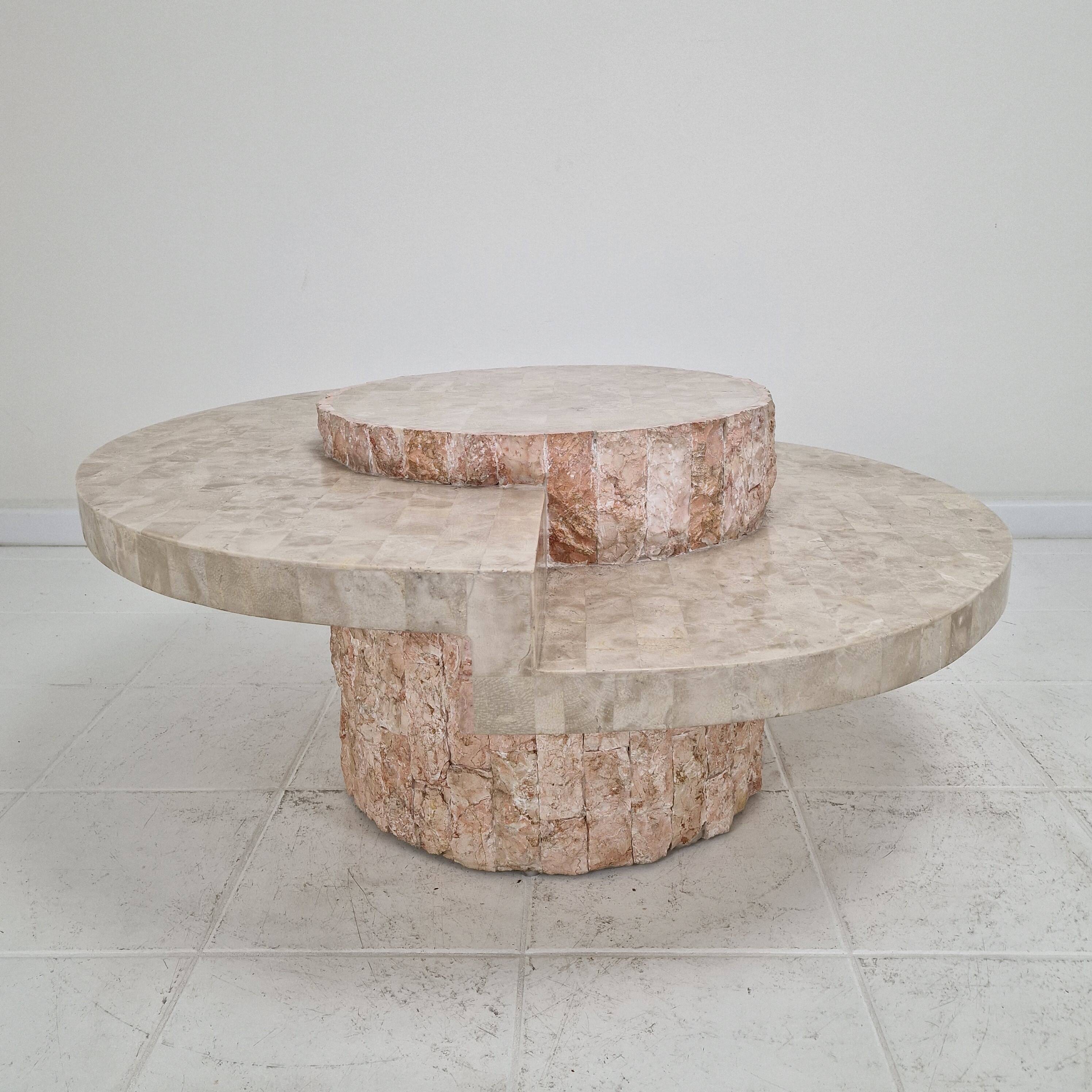 Round Mactan or Fossil Stone Coffee Table by Magnussen Ponte, 1980s