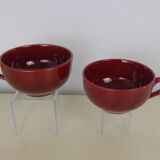 2 Old bowls with ox blood colored handle in St Clément earthenware
