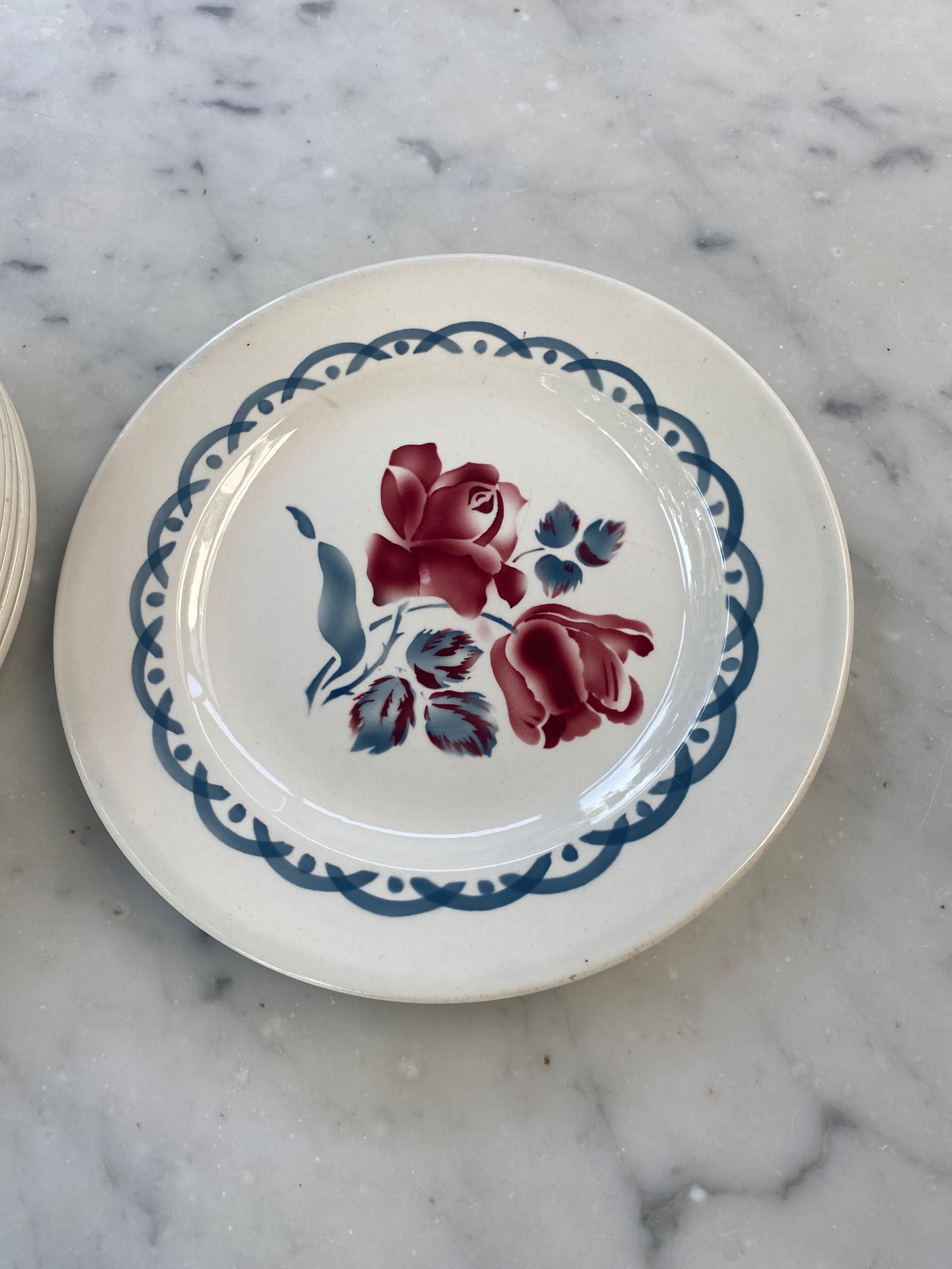 Set of 8 flat plates Digoin Sarreguemines Cannes