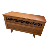 Wooden and rattan chest