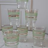 Set of 7 glasses light green granite years 50-60