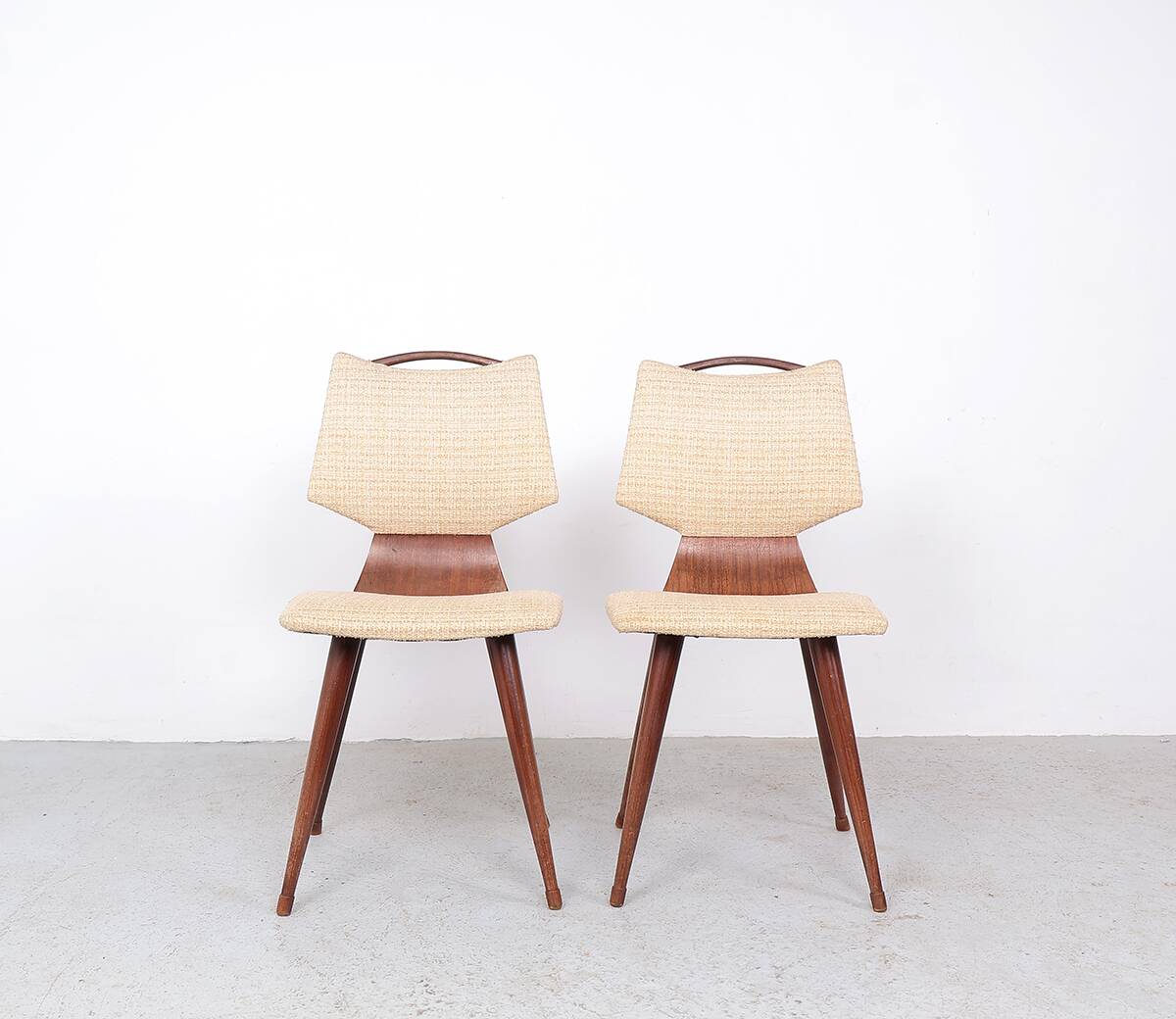 set of 2 vintage plywood dining chairs