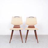 set of 2 vintage plywood dining chairs