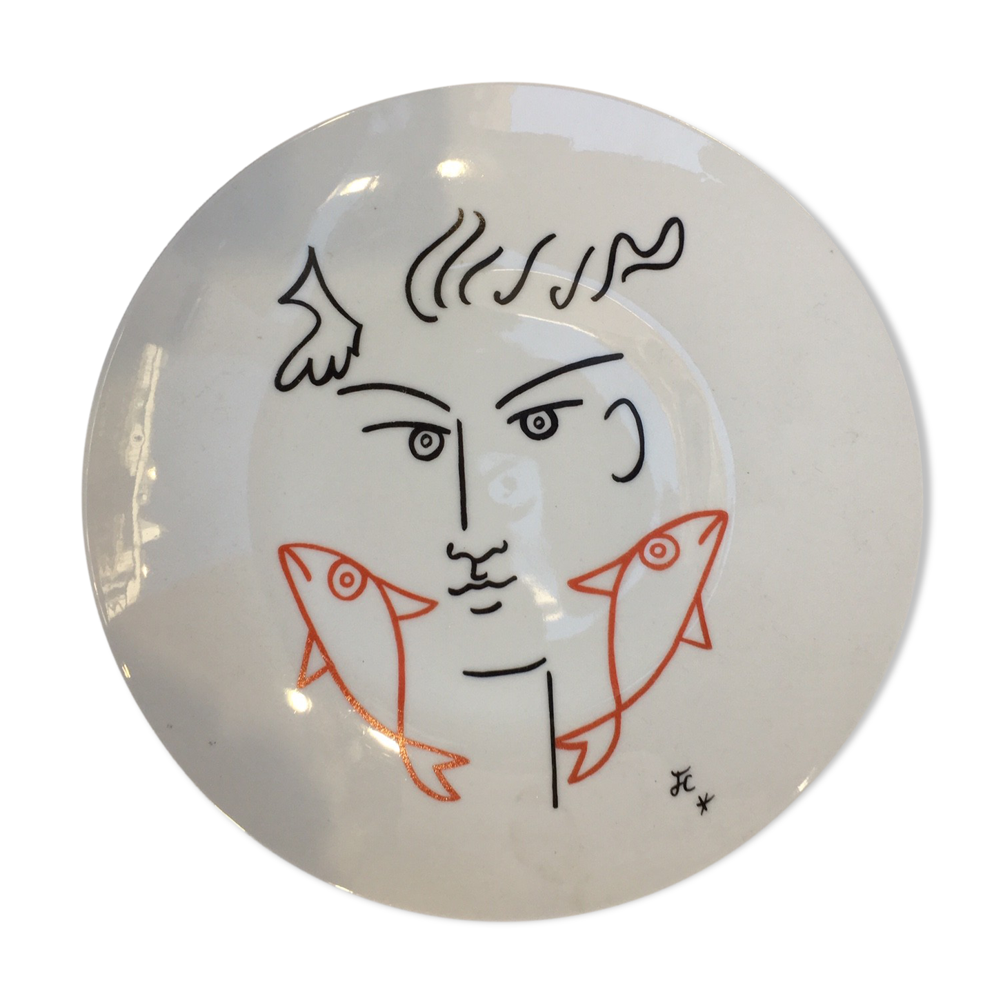 Porcelain plate by Jean Cocteau