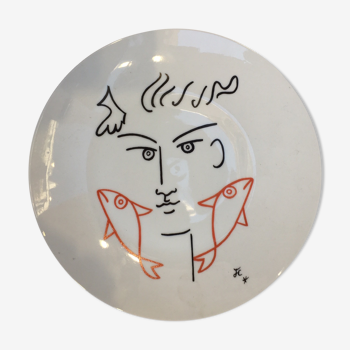 Porcelain plate by Jean Cocteau