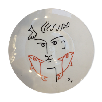 Porcelain plate by Jean Cocteau