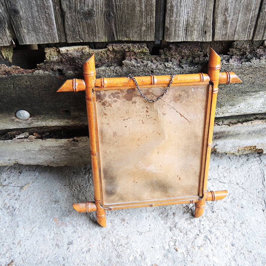 Old faux bamboo mirror h 44 x h 38 cm