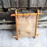 Ancien miroir en faux bambou h 44 x h 38 cm