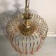 Gold Metal  Chandelier - Vintage Rose Glass Water Drop Pampilles