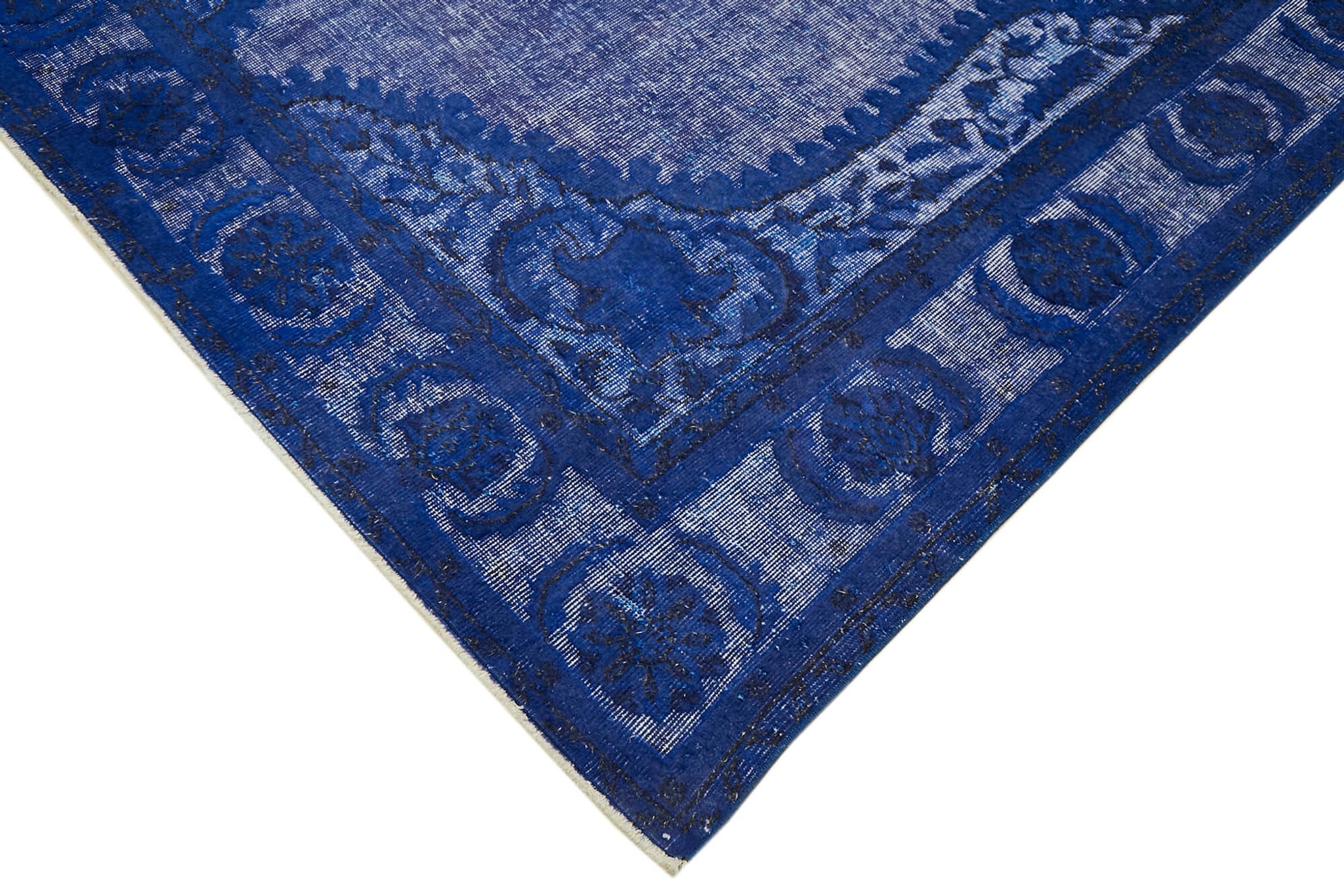 Handmade contemporary oriental  blue carpet 1970s 208 cm x 315 cm