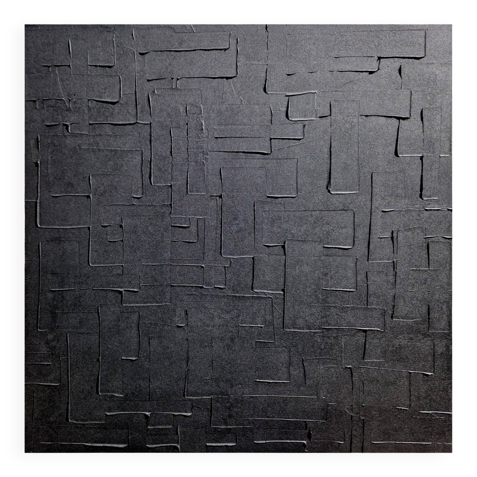 Monochrome black minimalist abstract painting