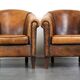 Set of 2 stylish yet beautiful and comfortable sheepskin club armchairs