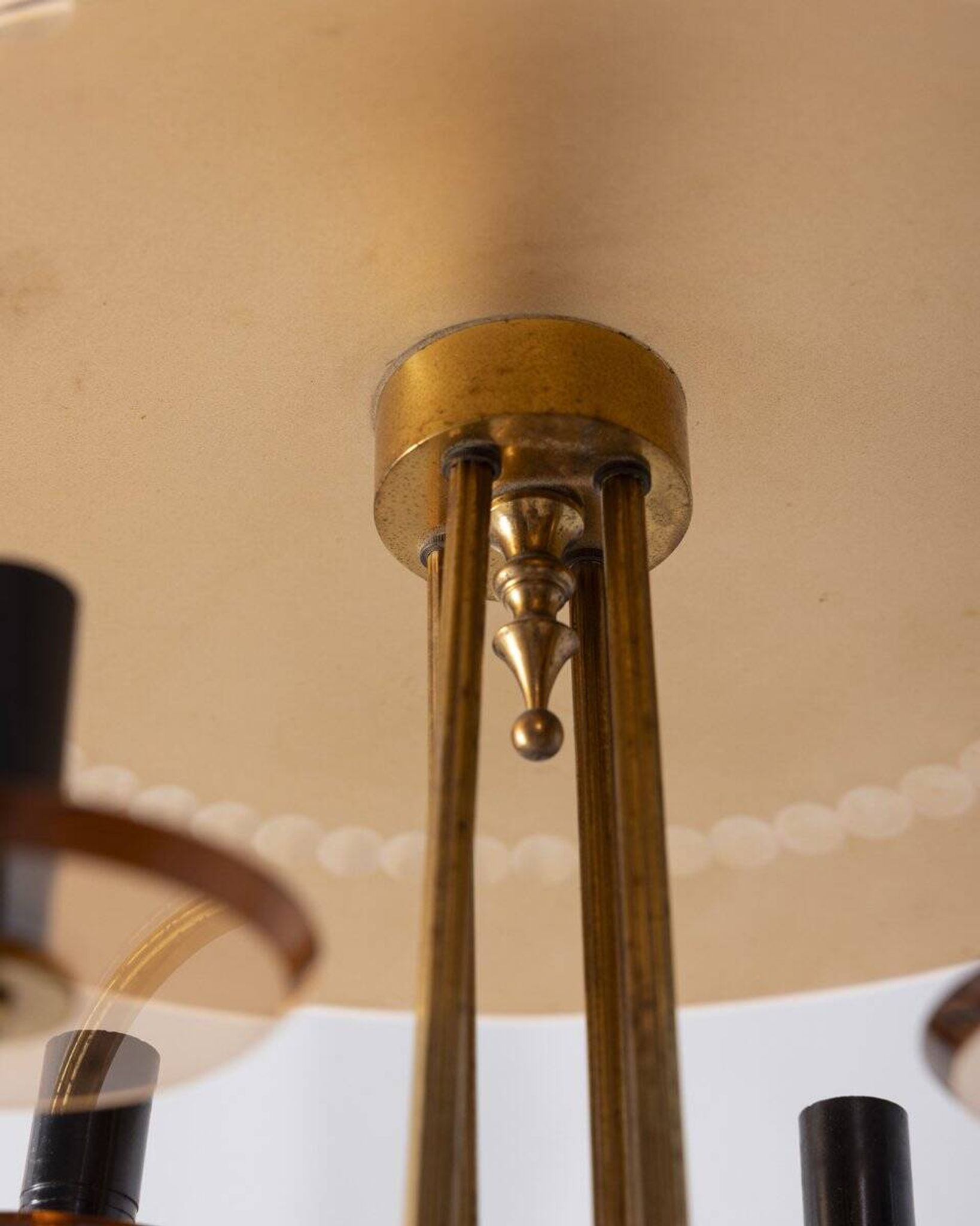 Vintage 1950s Italian-design brass and pink glass chandelier