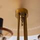 Vintage 1950s Italian-design brass and pink glass chandelier