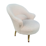 Fauteuil crapaud tissu bouclettes effet mouton