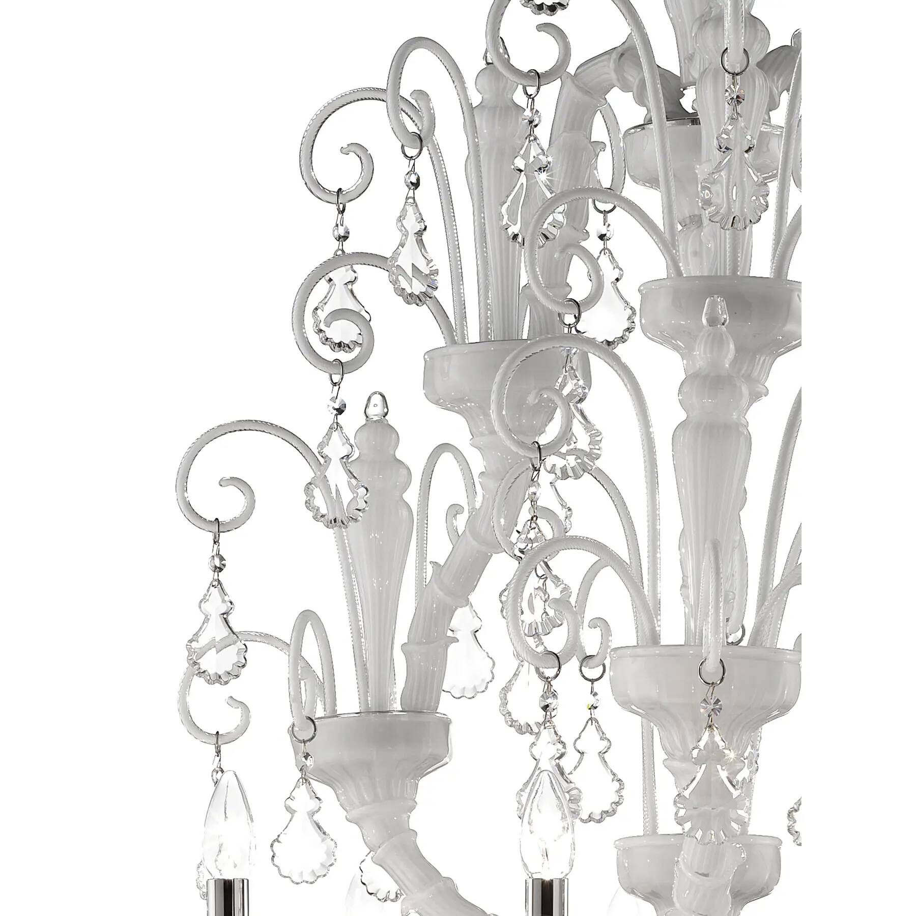 Imperial Venetian Modern White "Ca' Rezzonico" With Curls Murano Glass Chan