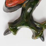 Vintage Ceramic plaquette of a colorful Rooster signed A. Dandoy, Belgium 1