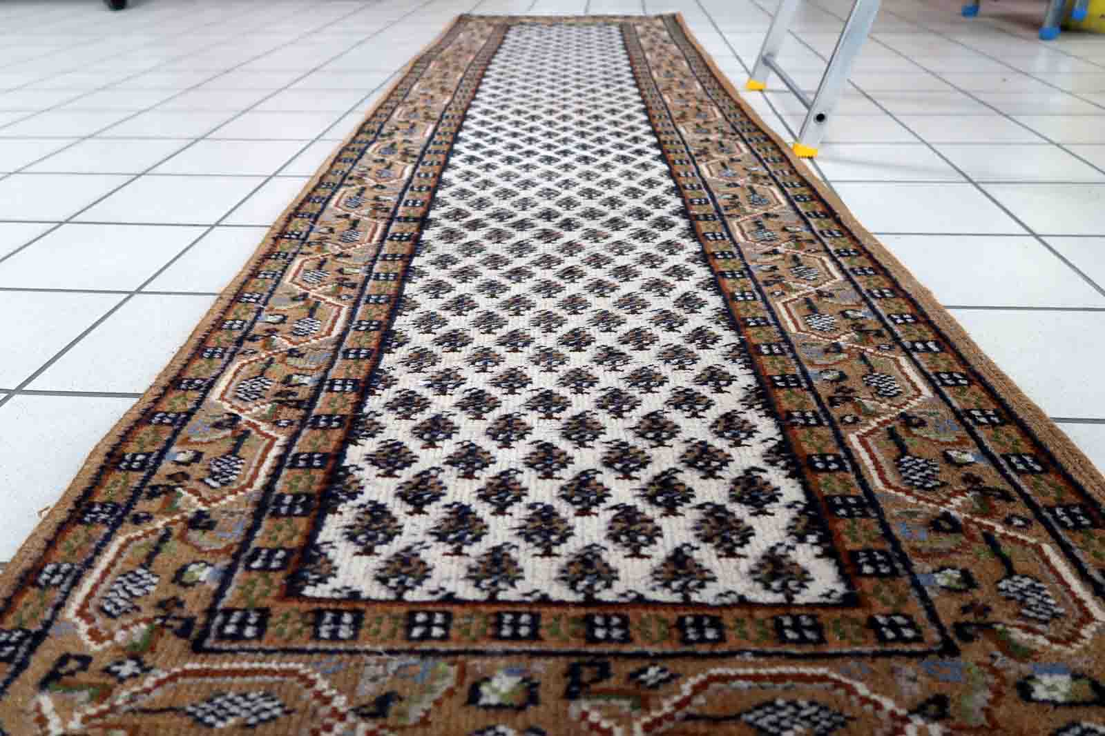 Vintage Indian Carpet Seraband handmade 71cm x 266cm 1970s