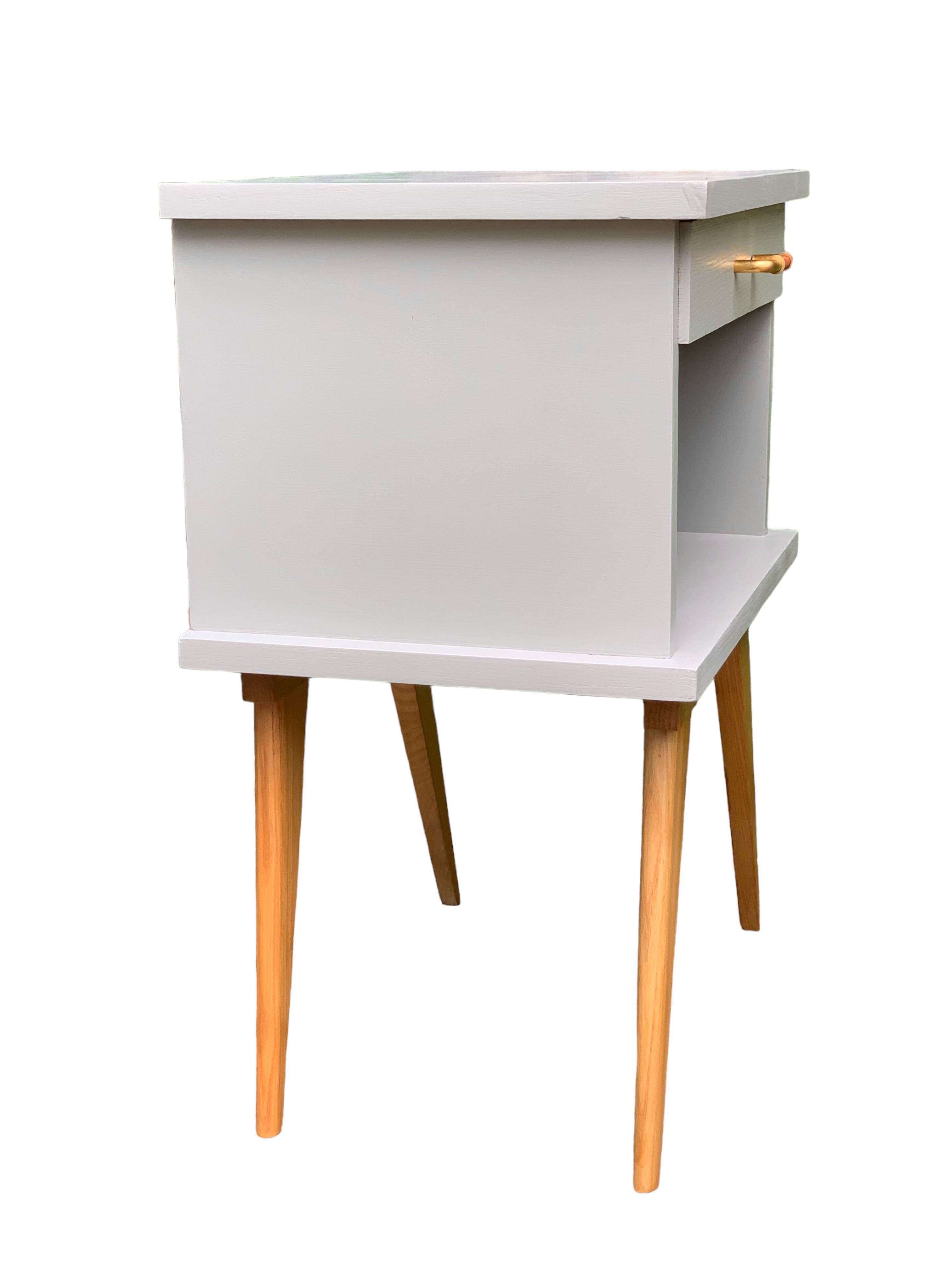 Pair of vintage 1950s compass foot bedside tables