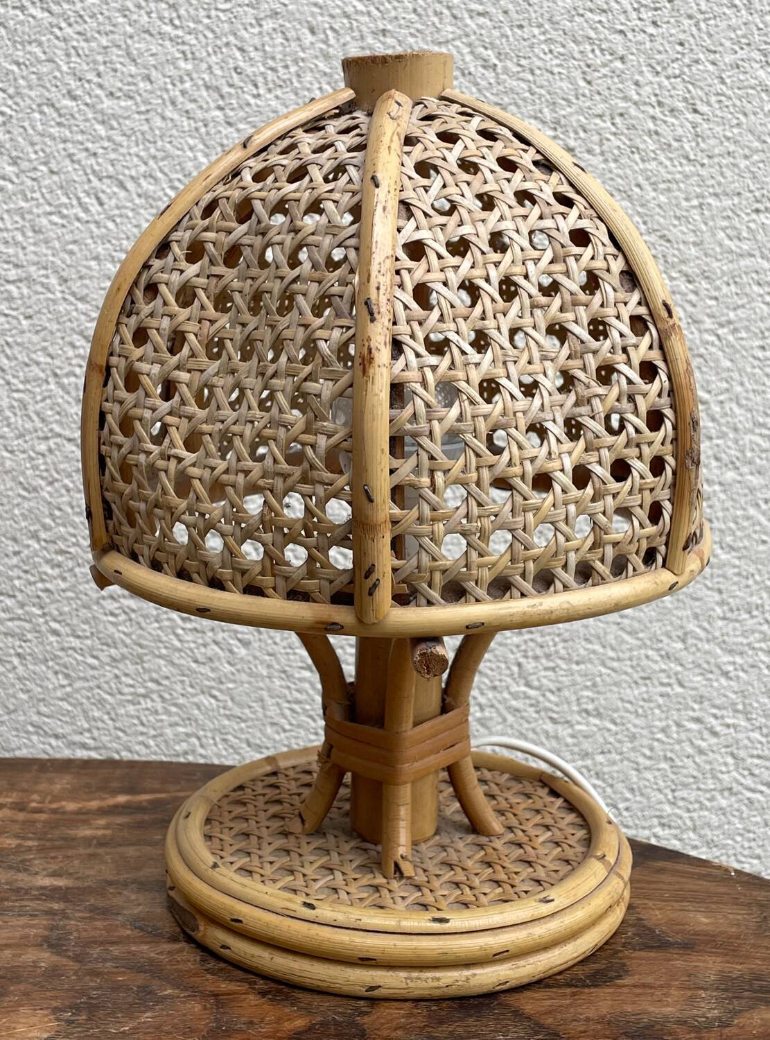 Pair of Italian rattan lamps
