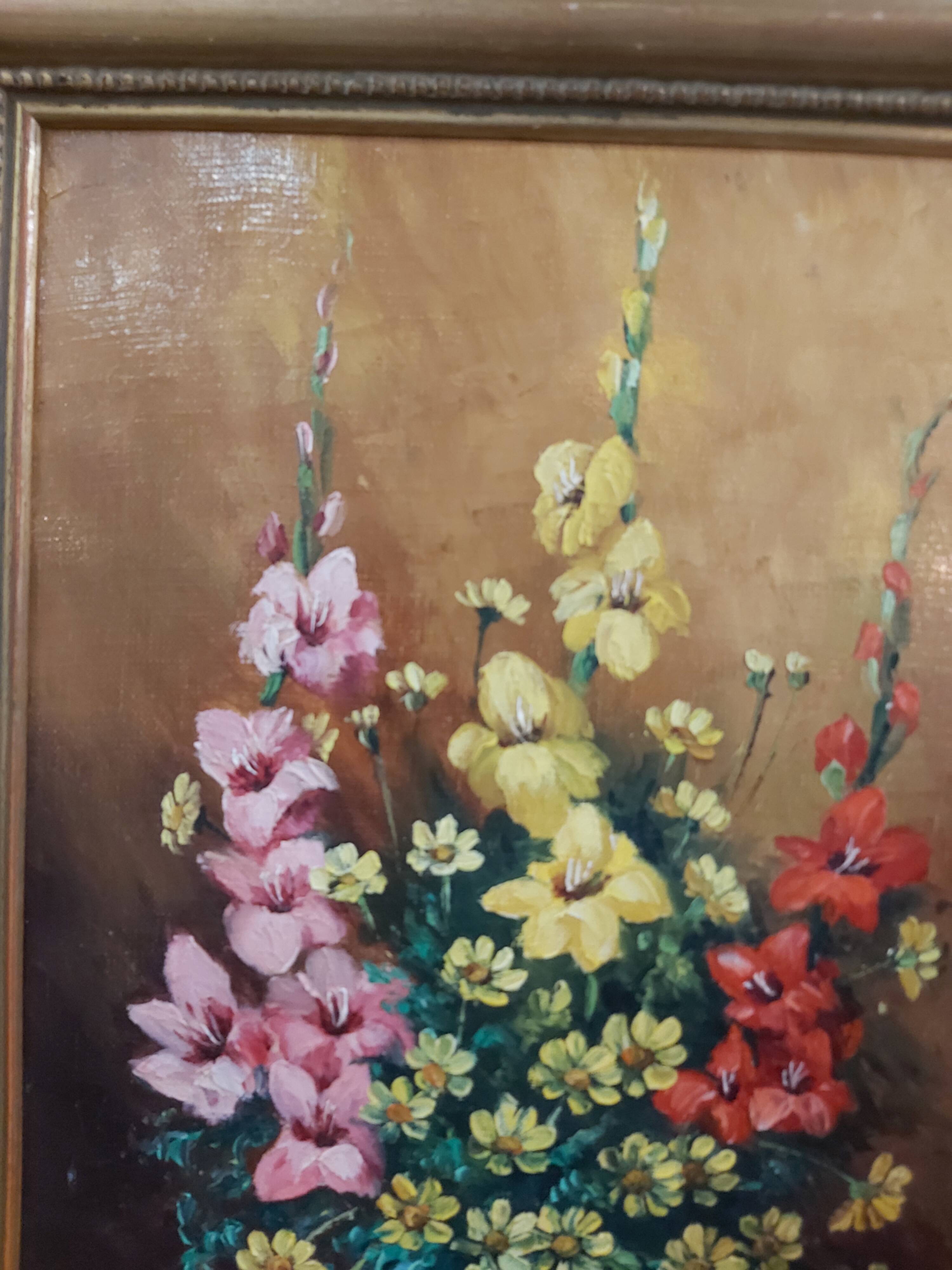 Oil on canvas bouquet of flowers
