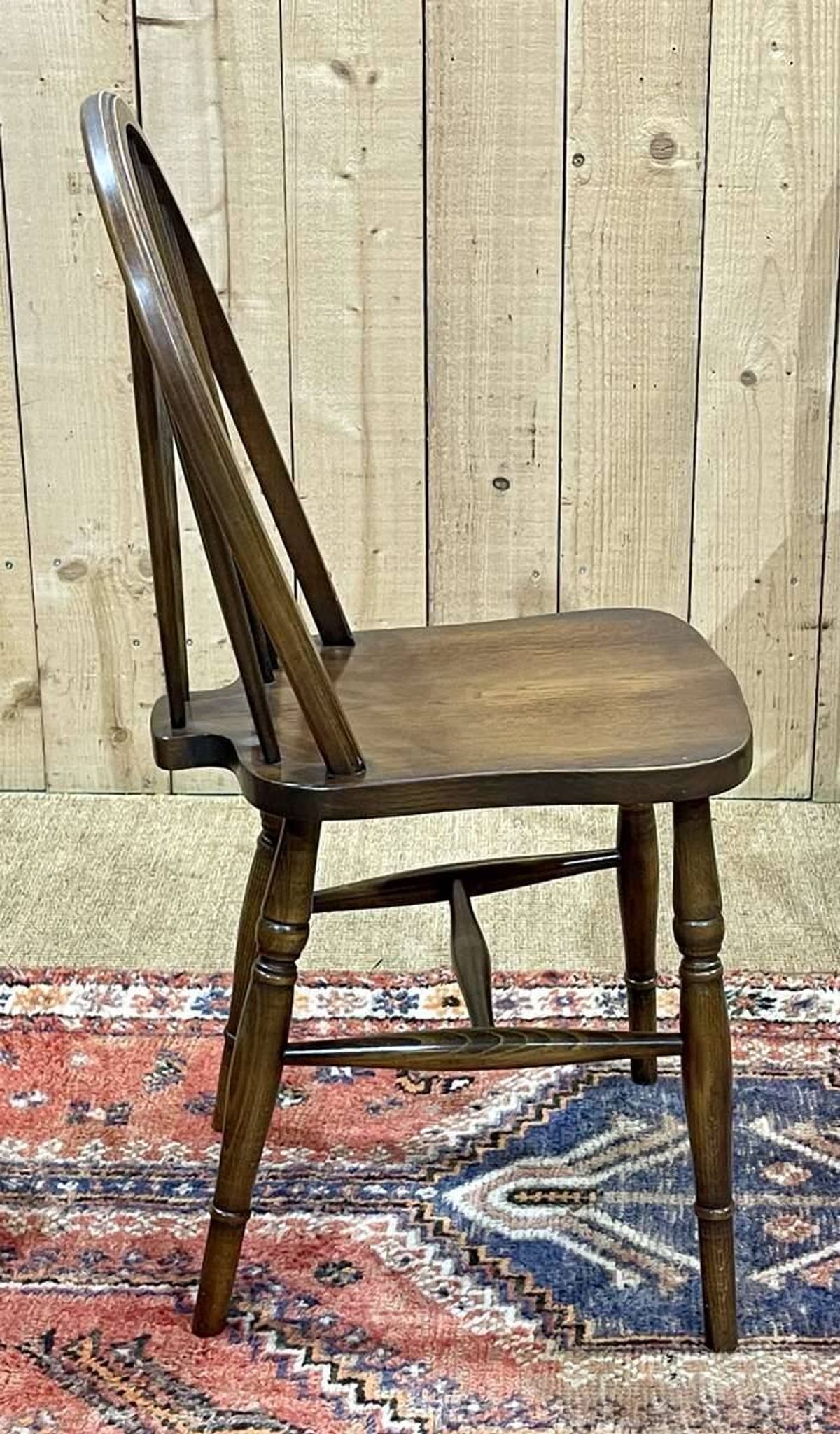 Set of 4 English chairs in beech and oak, made in the 70s