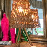 Lampe rotin vintage