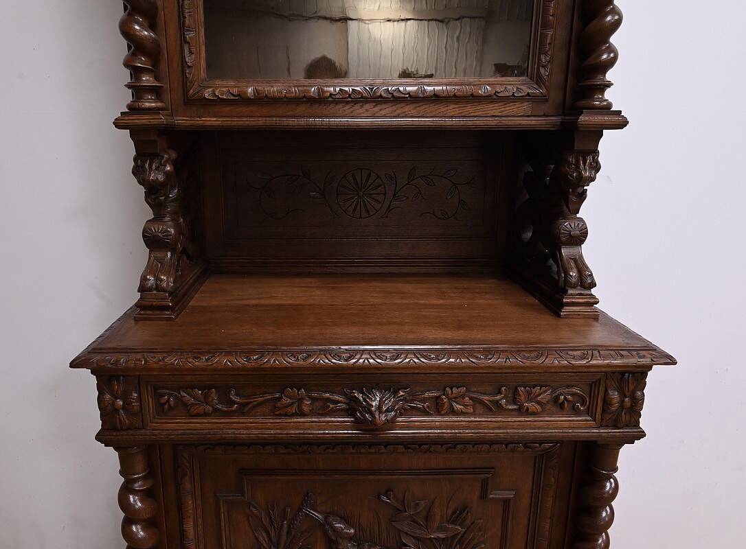 Narrow Oak Display Cabinet, Louis XIII style – Late 19th century