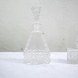 Carafe and 6 vintage glass glasses