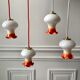 Set of 4 suspensions tulips in opaline orange gradient thread orange and white 70s