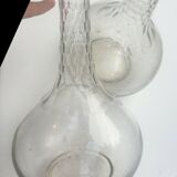 Pair of crystal decanters with cut collar and engraved body with R monograms