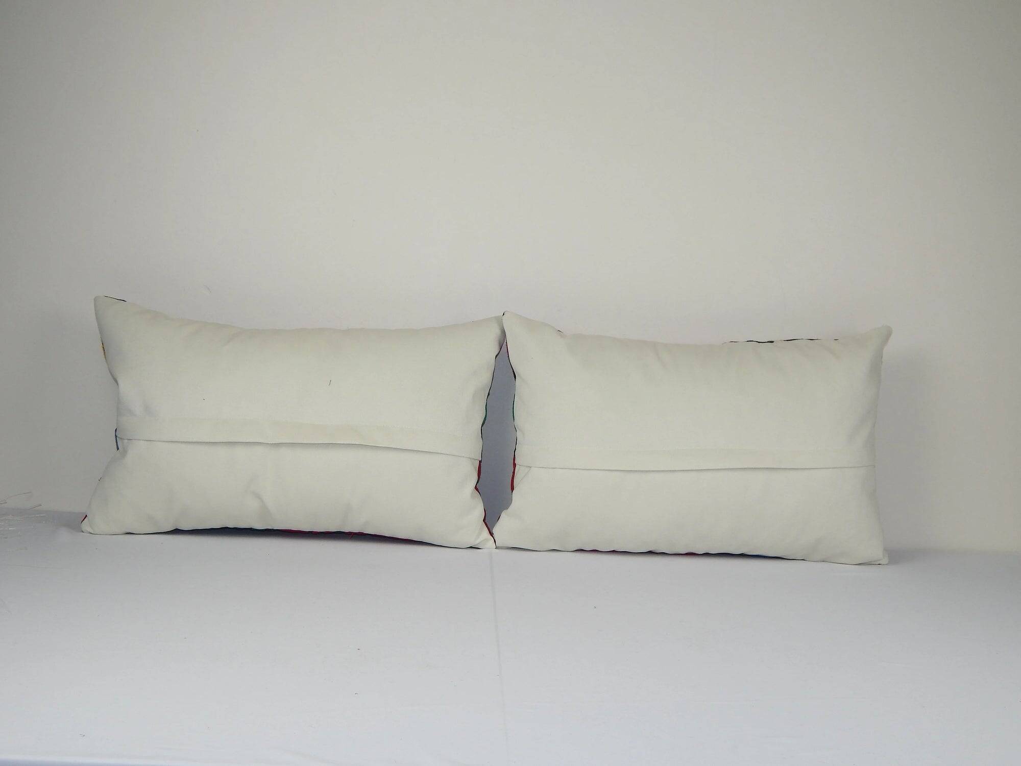 Set of 2 vintage embroidered cushion covers 41x61 cm