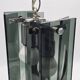 Green-grey glass and chrome metal suspension, in the style of Fontana Arte.