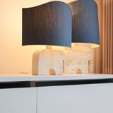 Paire de lampes de table en travertin en forme d'éléphant, signées Fratelli Mannelli, années 1970, Italie