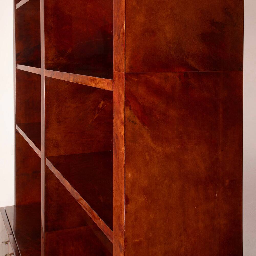 Parchment bookcase by Aldo Tura for Tura Milano 1960