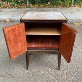 Scandinavian art deco bedside table in wood and marble