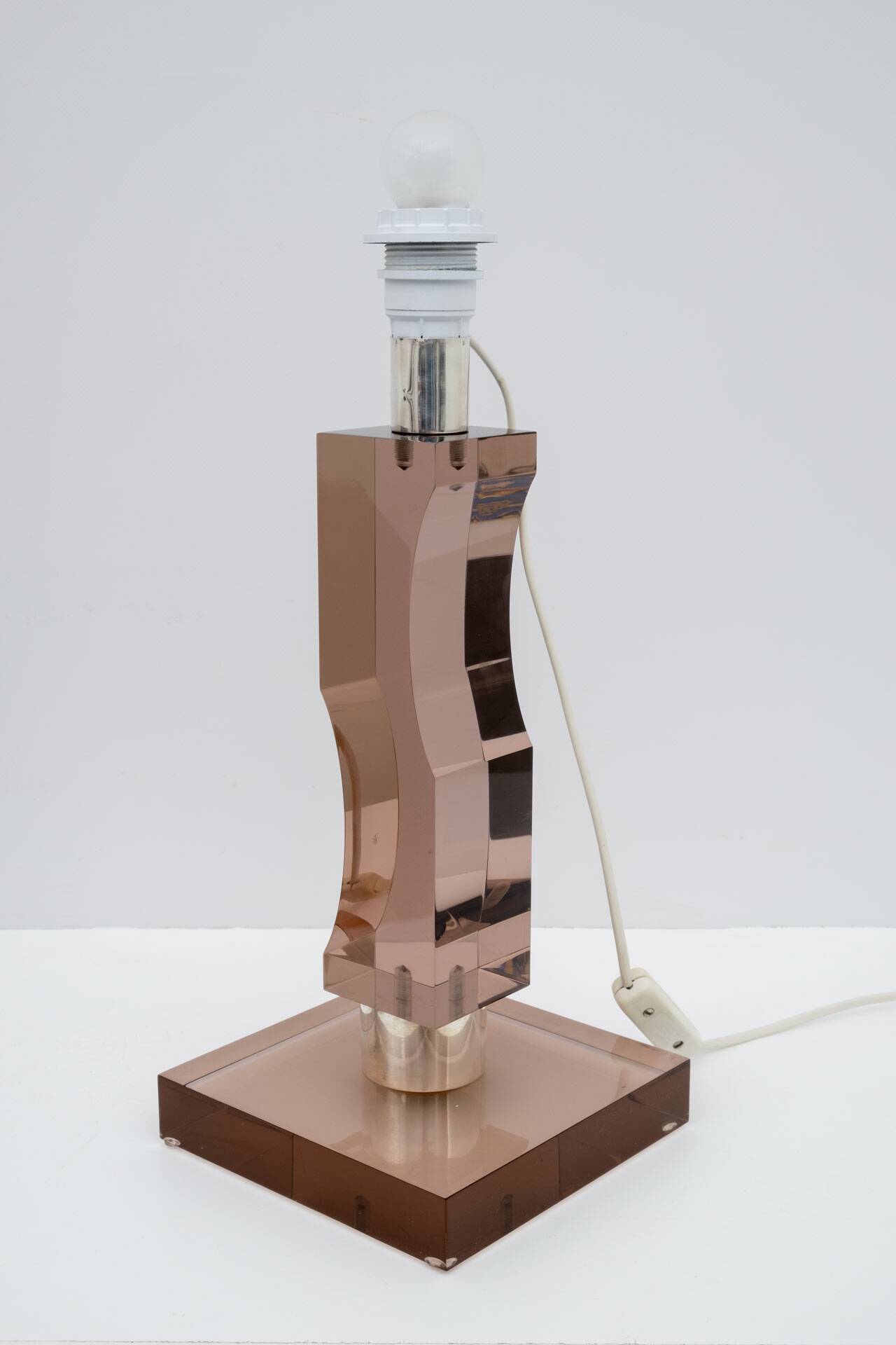 Mid-century Moden Italian Plexiglass and Silver Table Lamp, 1970s