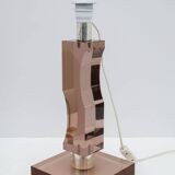 Mid-century Moden Italian Plexiglass and Silver Table Lamp, 1970s