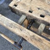 Industrial table Carpenter's workbench in natural raw wood vintage bohemian