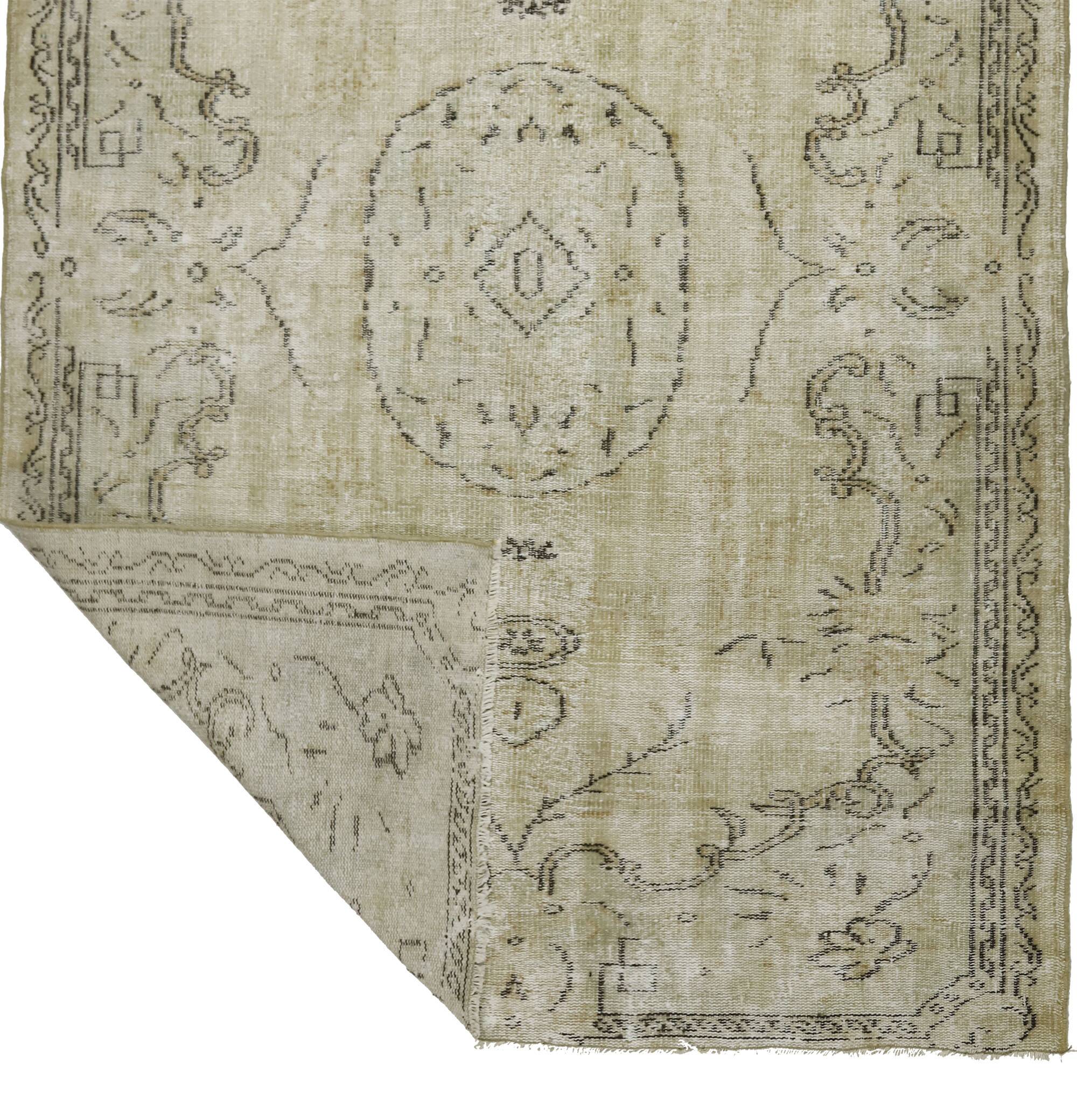 Turkish Anatolian Handmade Vintage Rug 253 cm x 175 cm
